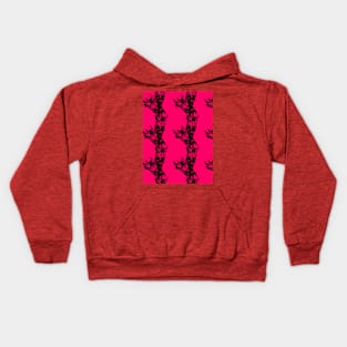 Black grunge on a red, pink background, abstraction Kids Hoodie